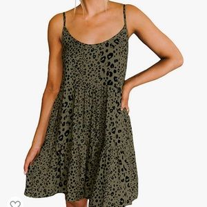 Summer hunter green, leopard size medium dress
